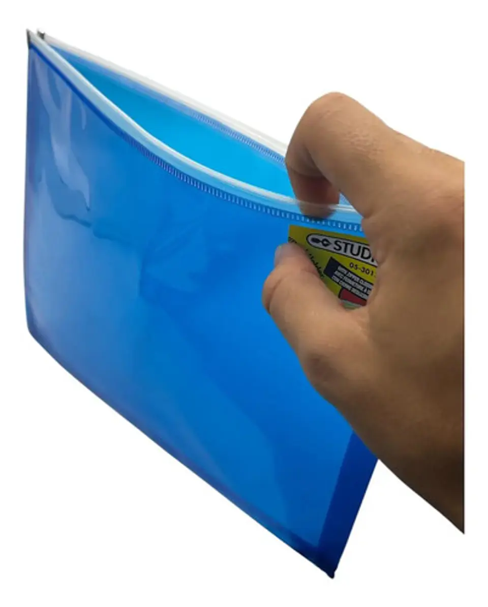 Portadocumentos De Plástico Azul Con Cremallera Y Protección Rfid Para Documentos A4 Liso 1