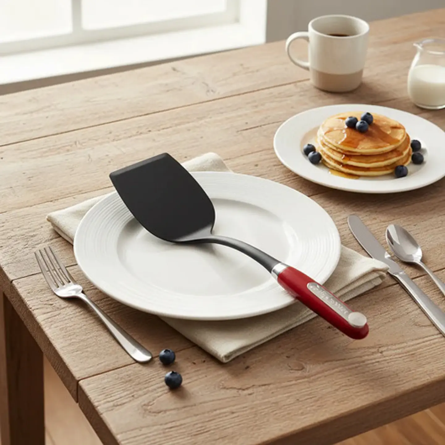 Espátula Pala Betty Crocker Plástico Mango Pasta Negro Rojo Panqueques 40cm Negro Con Rojo 1
