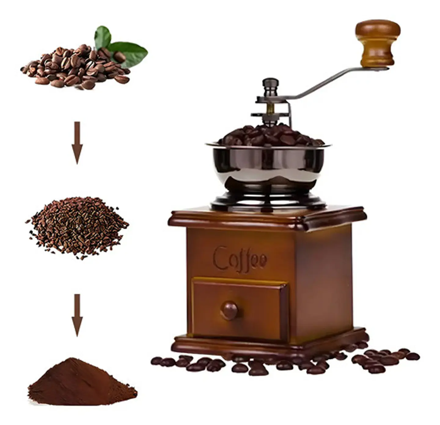 Molino De Café Manual Portátil De Madera Vintage Retro Color 1
