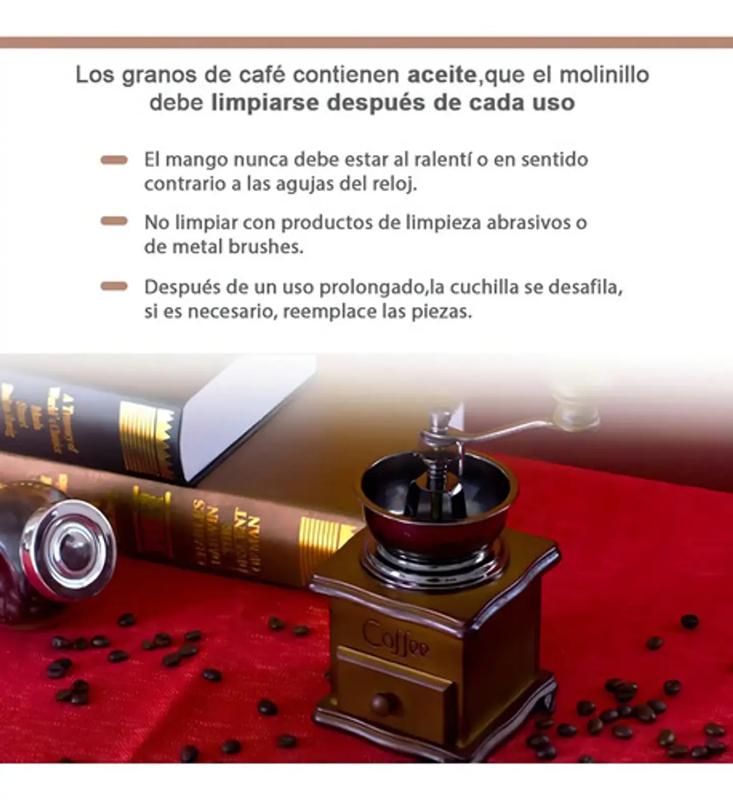 Molino De Café Manual Portátil De Madera Vintage Retro Color 7