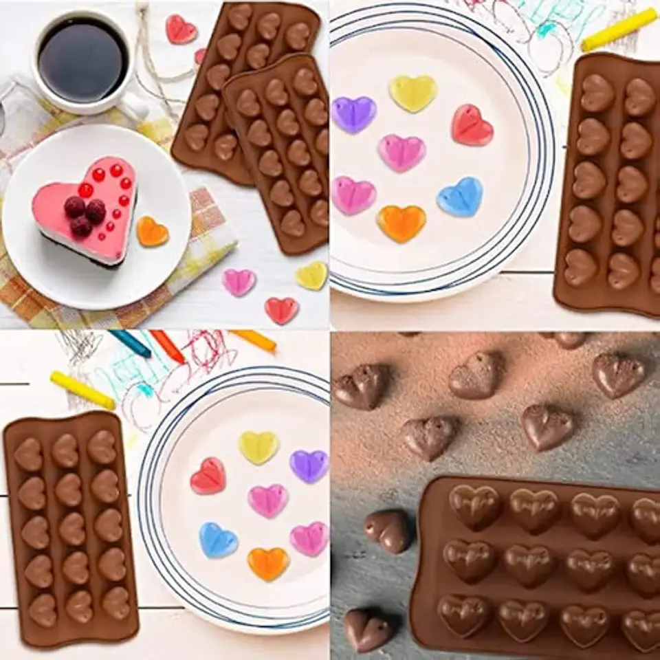 Moldes Chocolate Corazon Silicona Flexible Caramelos Dulces Marrón 2