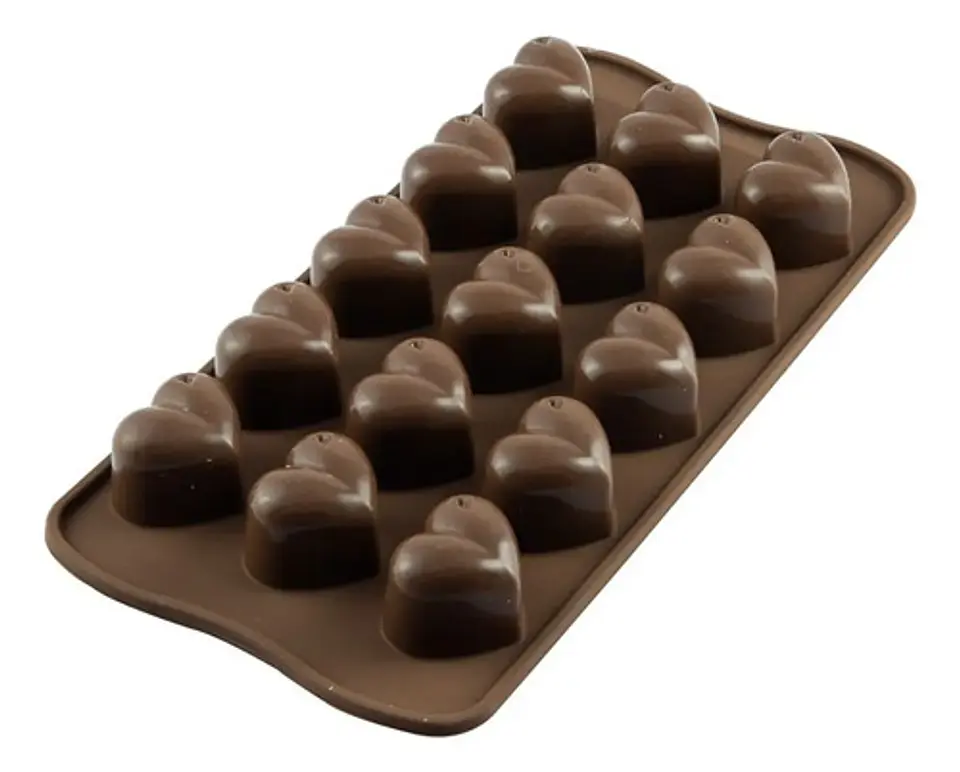 Moldes Chocolate Corazon Silicona Flexible Caramelos Dulces Marrón 3