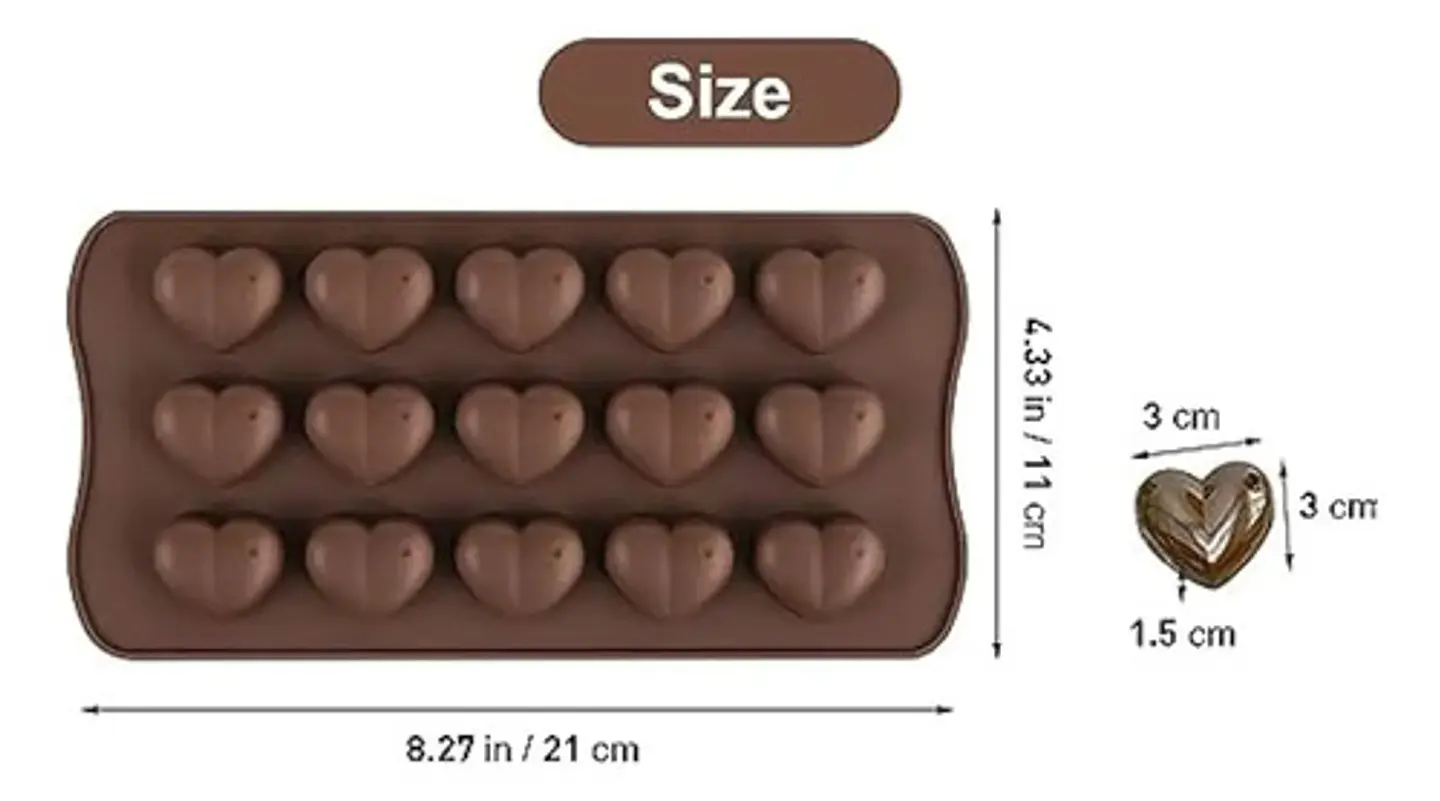 Moldes Chocolate Corazon Silicona Flexible Caramelos Dulces Marrón 4