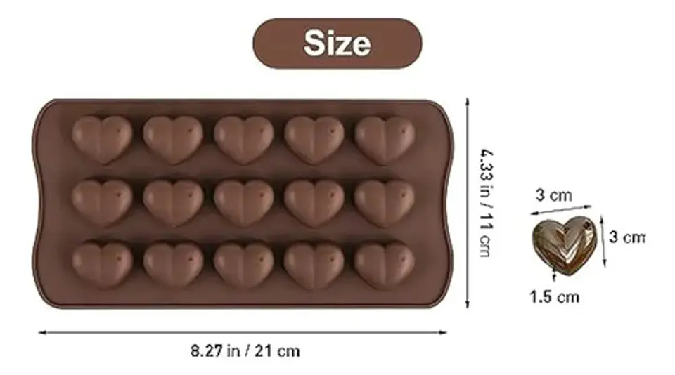 Moldes Chocolate Corazon Silicona Flexible Caramelos Dulces Marrón 4