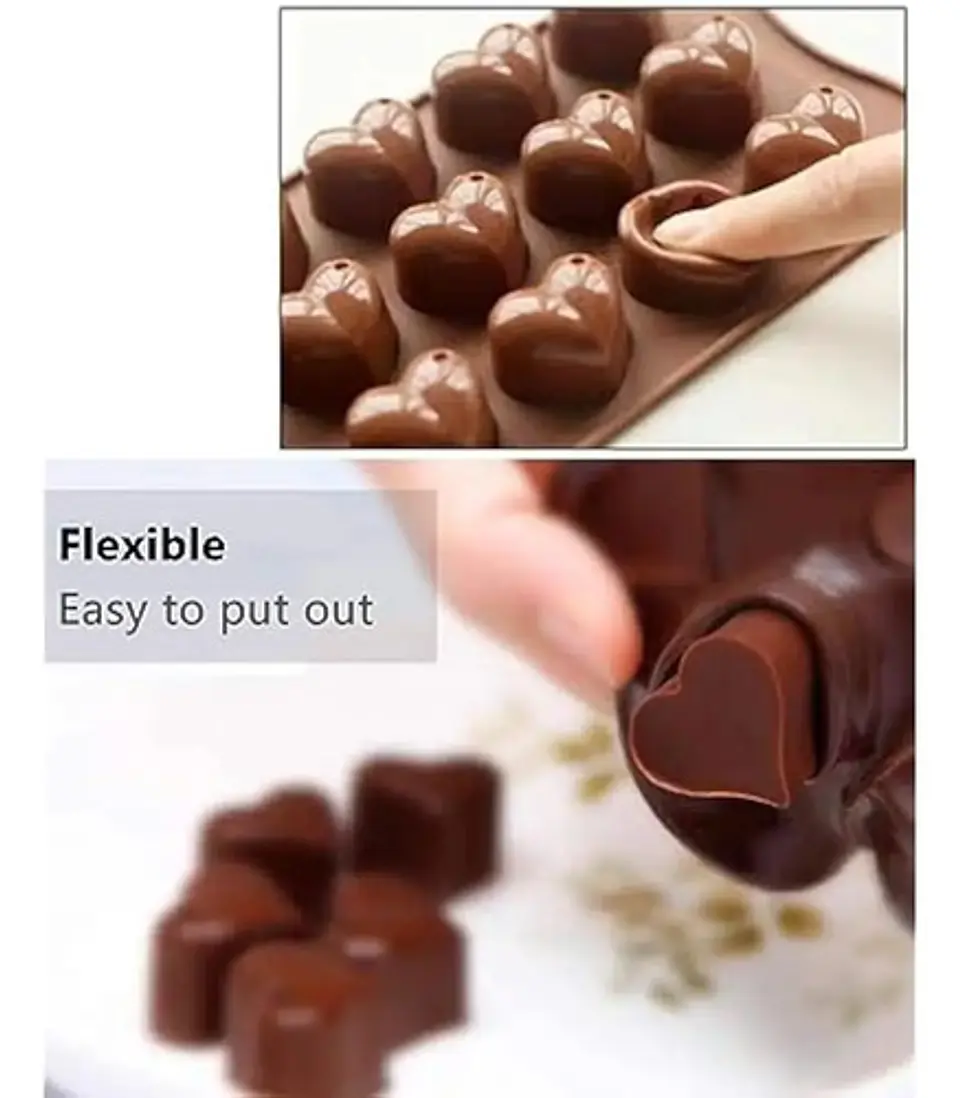 Moldes Chocolate Corazon Silicona Flexible Caramelos Dulces Marrón 5