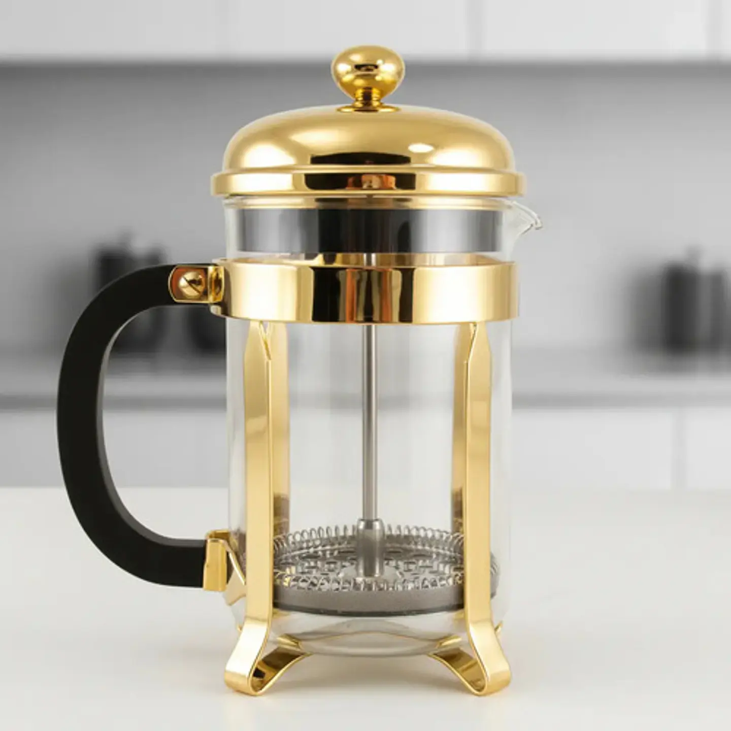 Cafetera Prensa Francesa 350ml Vidrio Color Oro Rosa Dorado 8