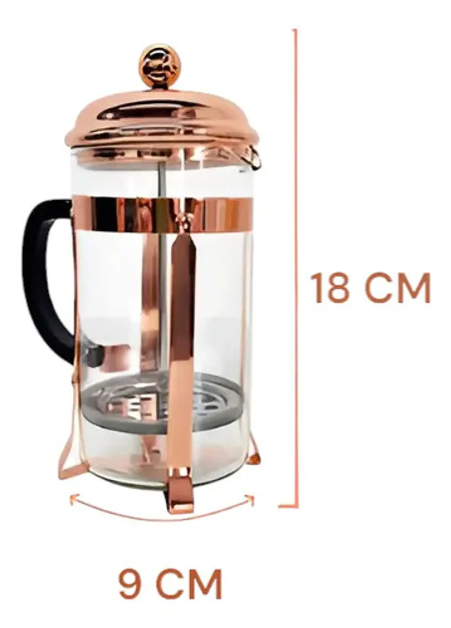 Cafetera Prensa Francesa 350ml Vidrio Color Oro Rosa Dorado 14