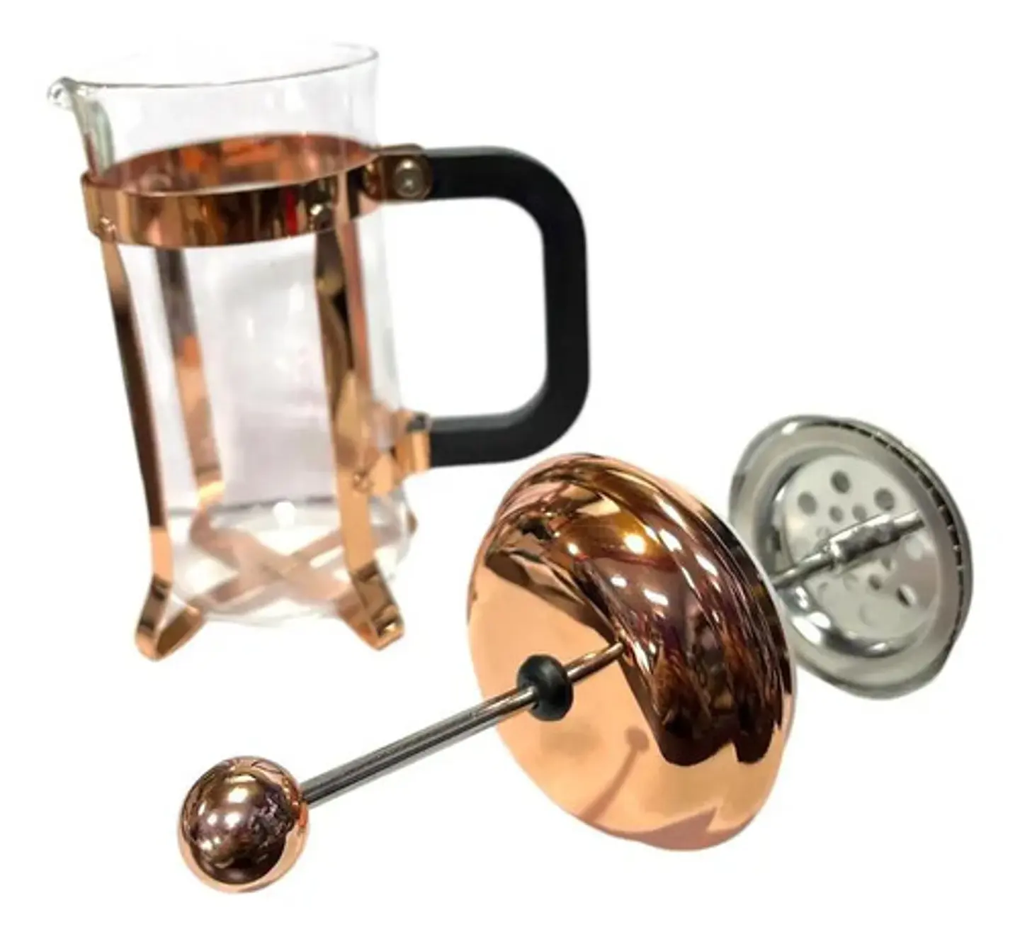 Cafetera Prensa Francesa 350ml Vidrio Color Oro Rosa Dorado 15
