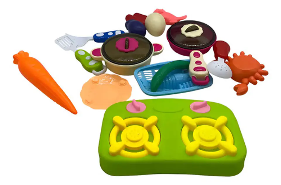 Set De Cocina De Juguete Con Platos Para Niños  Kit De 15 Piezas De Plástico Multicolor Multicolor 2 1