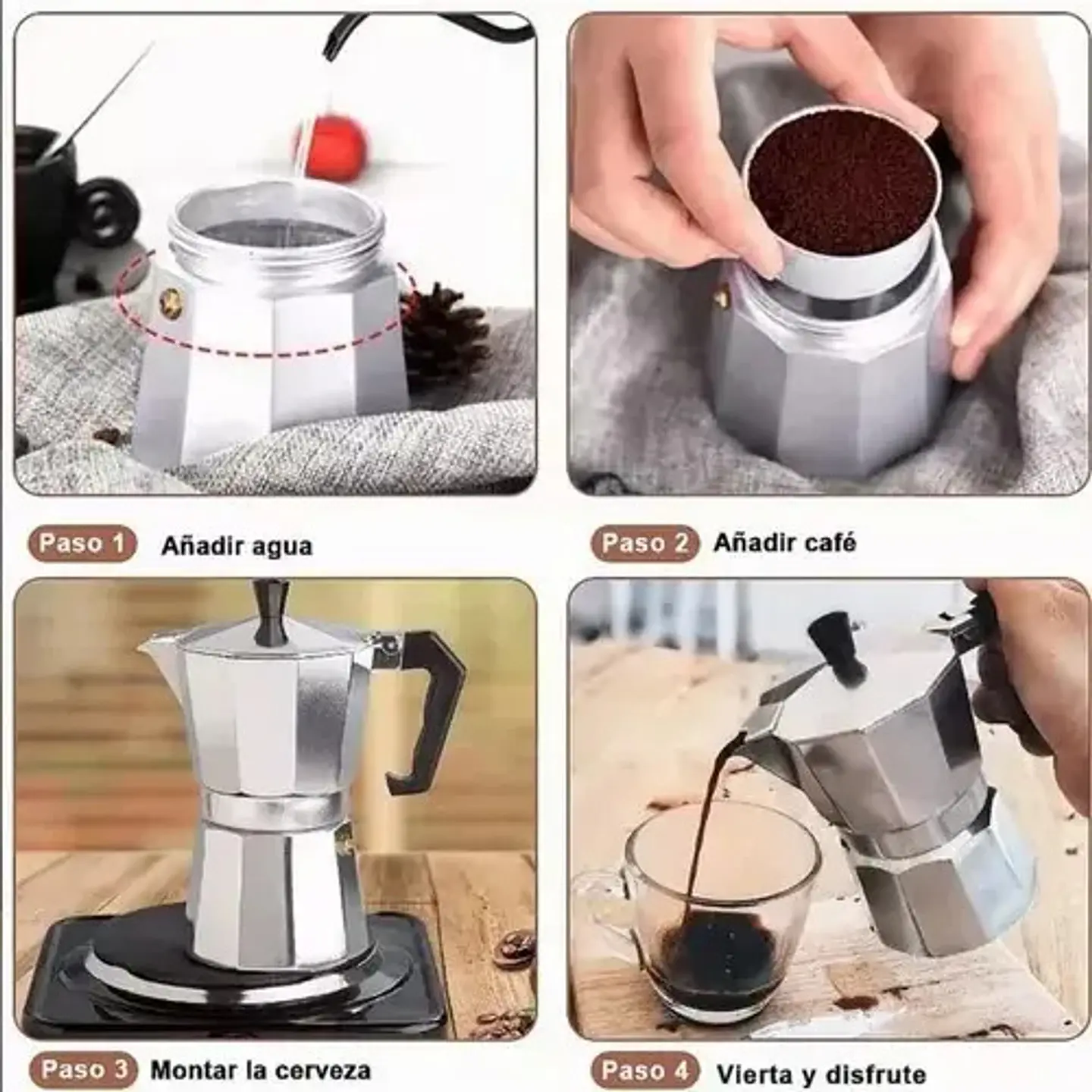 Cafetera Coffee ++ Italiana Aluminio 650ml Espresso 6