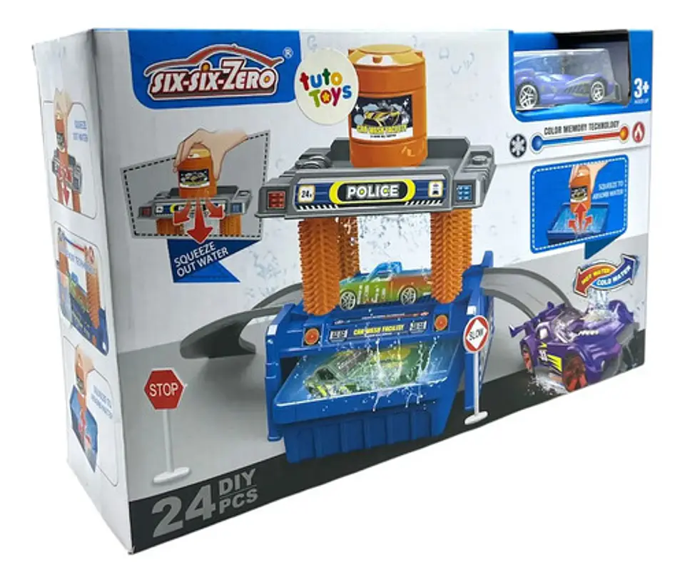 Pista Autolavado Tuto Toys Circuito Carros Cambia Color 660-s100 Azul 2