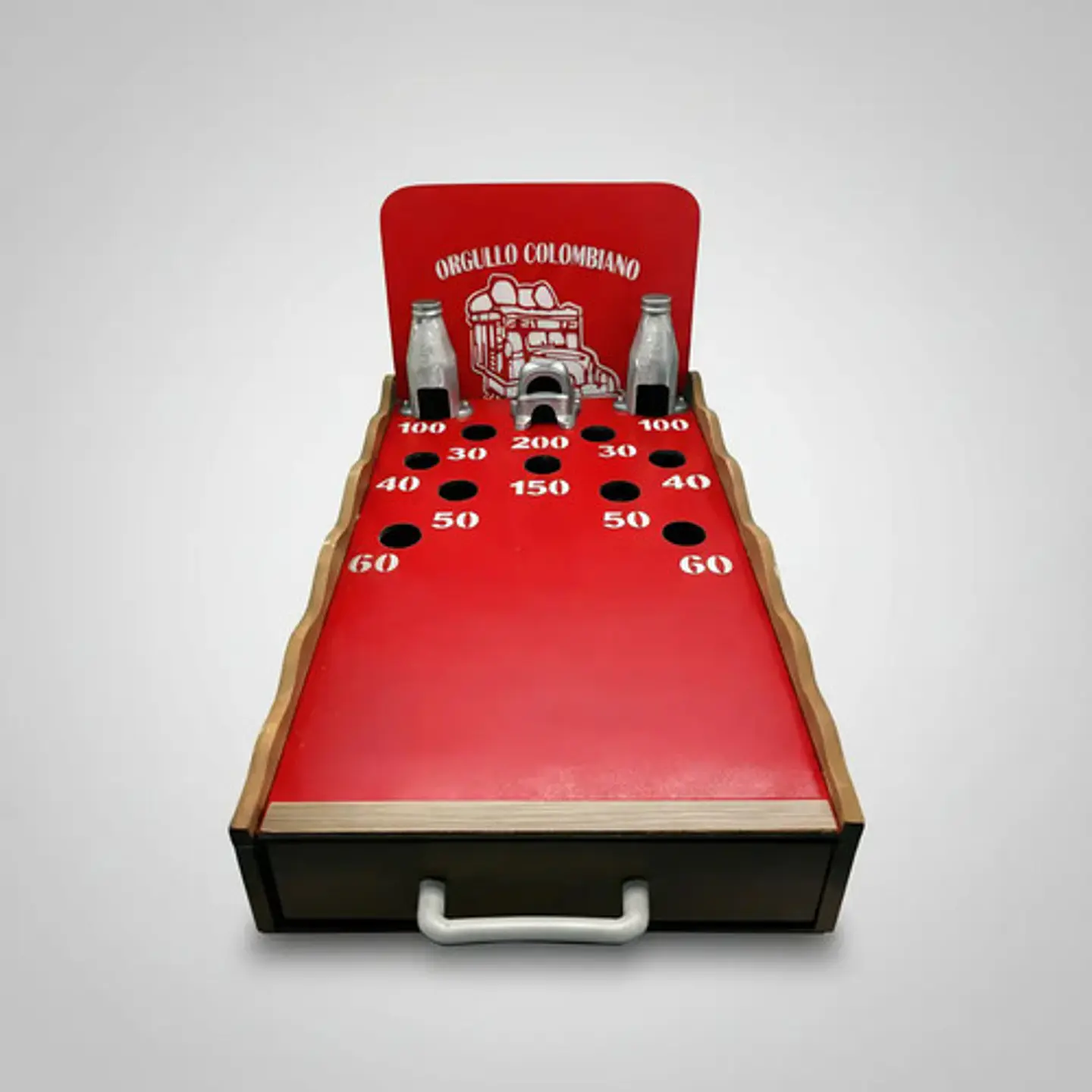 Juego De Bolirana Portátil En Madera Para Mesa Artesanal Color Naranja 5