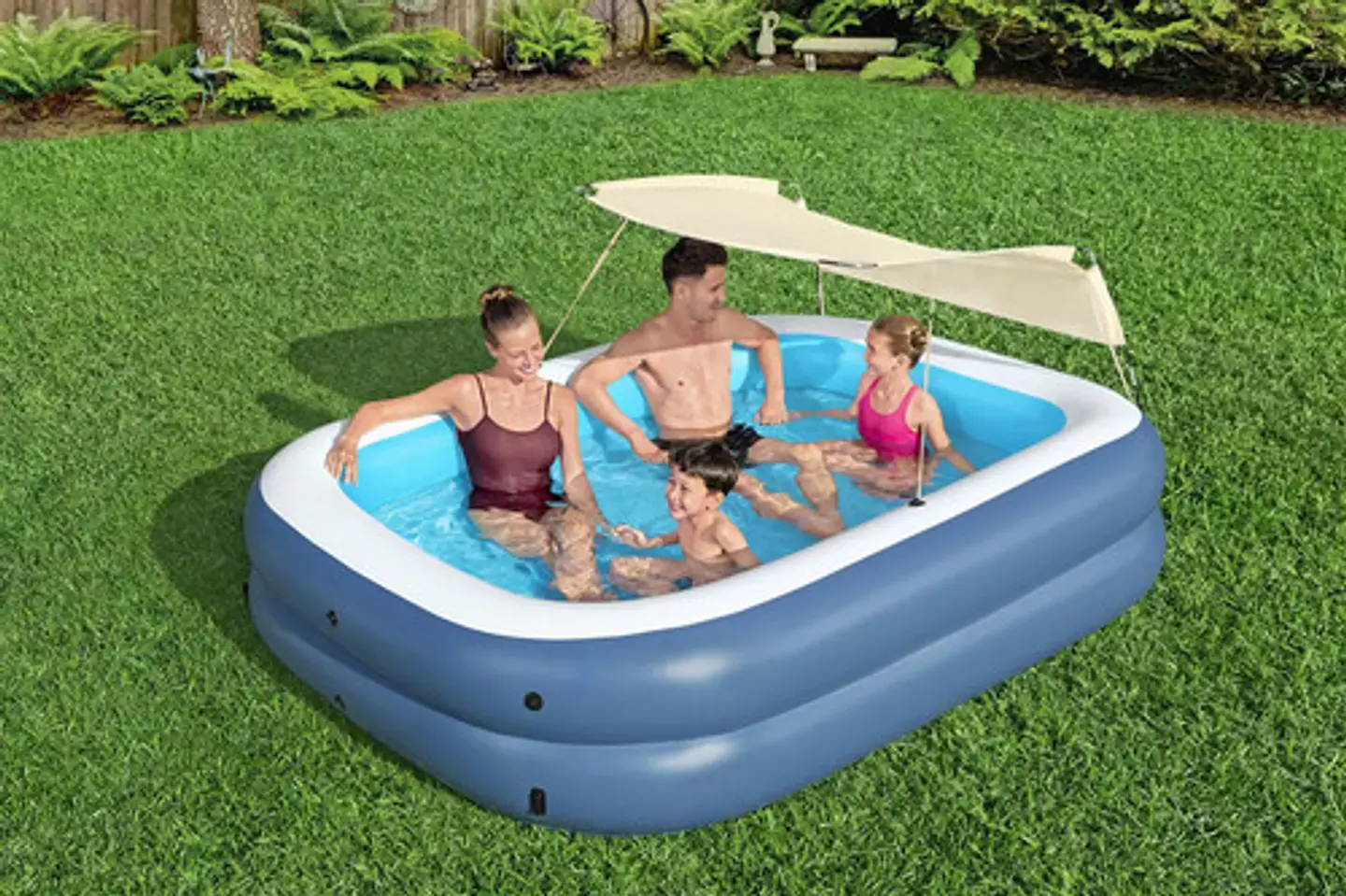 Piscina Alberca Inflable Rectangular Cubierta Bestway Toldo 4