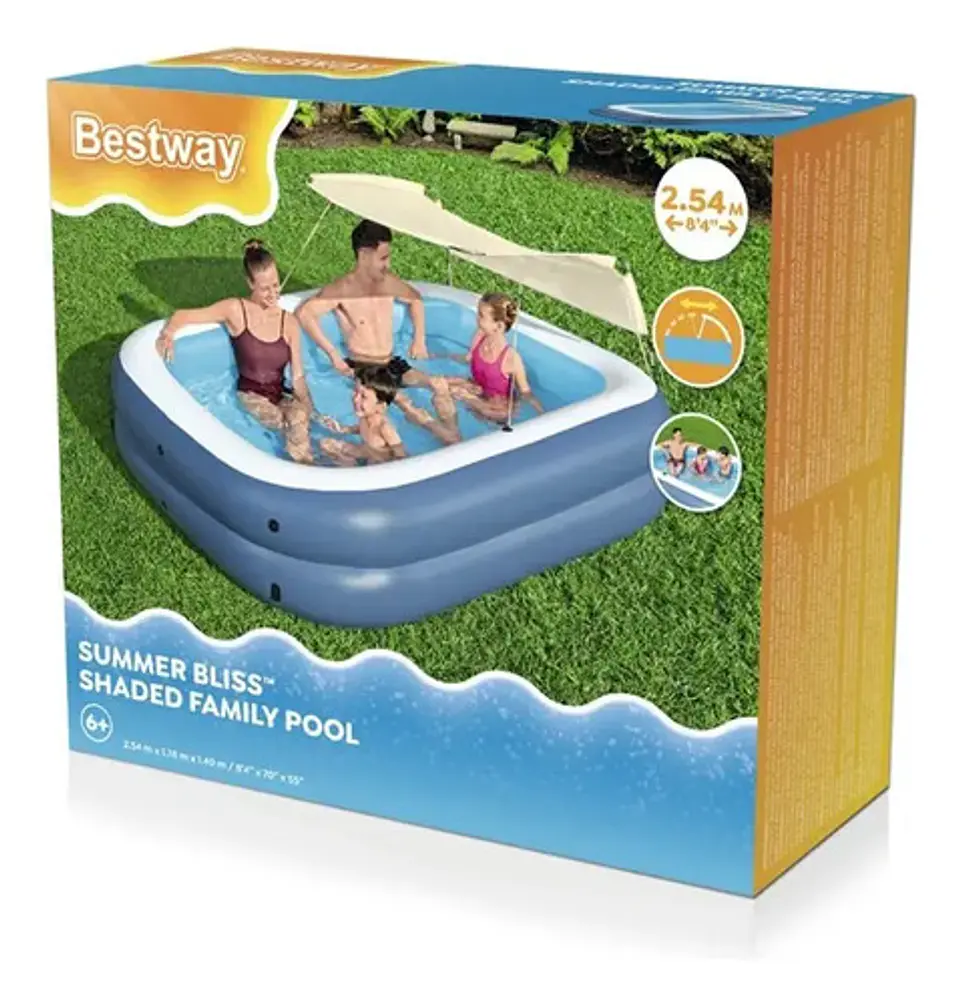 Piscina Alberca Inflable Rectangular Cubierta Bestway Toldo 10