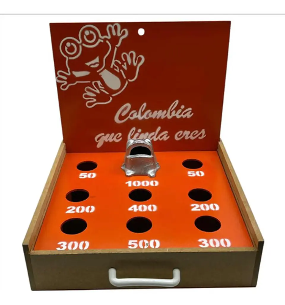 Juego De Rana Portátil En Madera Para Mesa Artesanal 27cm 12