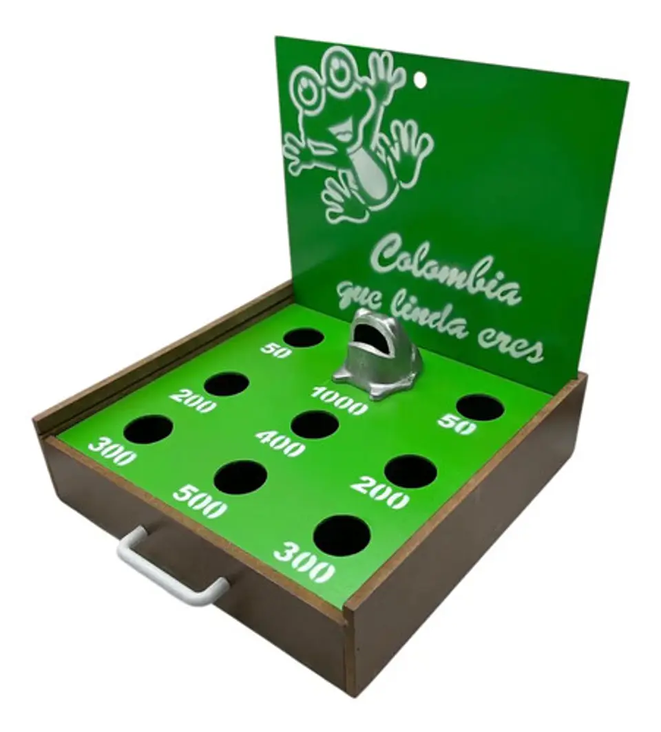 Juego De Rana Portátil En Madera Para Mesa Artesanal 27cm 18