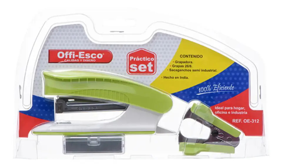 Set Oficina Offi Esco X 3 Cosedora, Ganchos Y Sacaganchos. 2