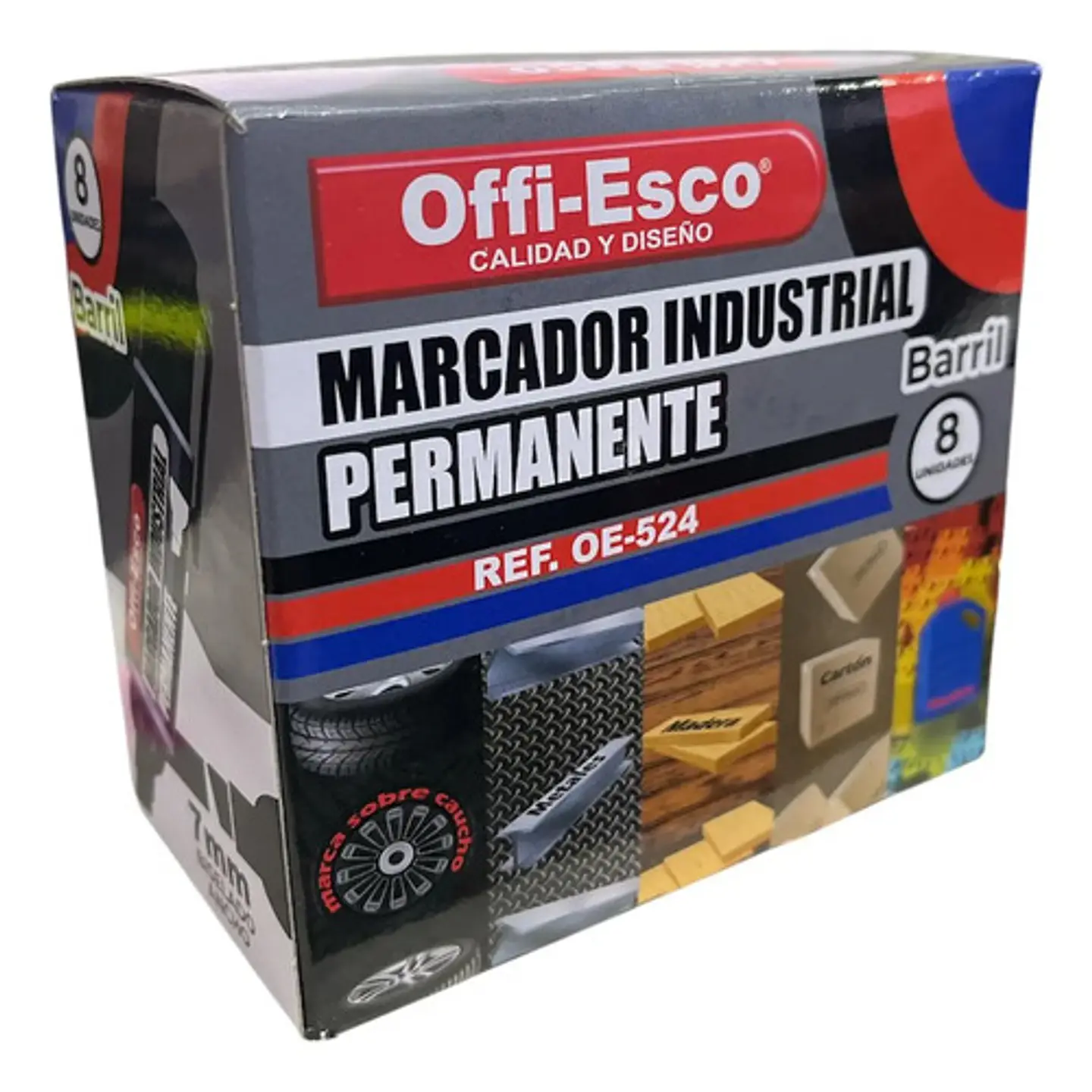 Caja De Marcador Permanente Tipo Barril Offi-esco X8 Unds 5
