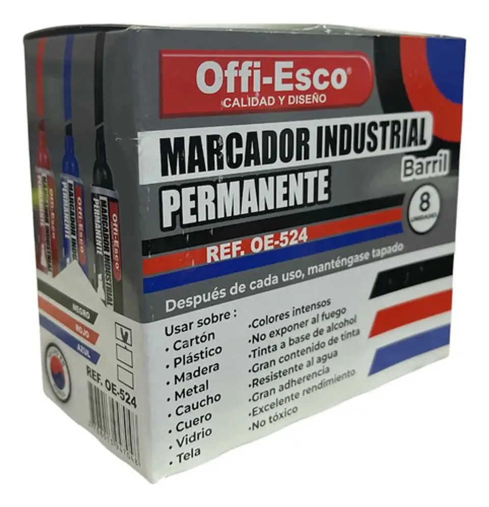 Caja De Marcador Permanente Tipo Barril Offi-esco X8 Unds 6