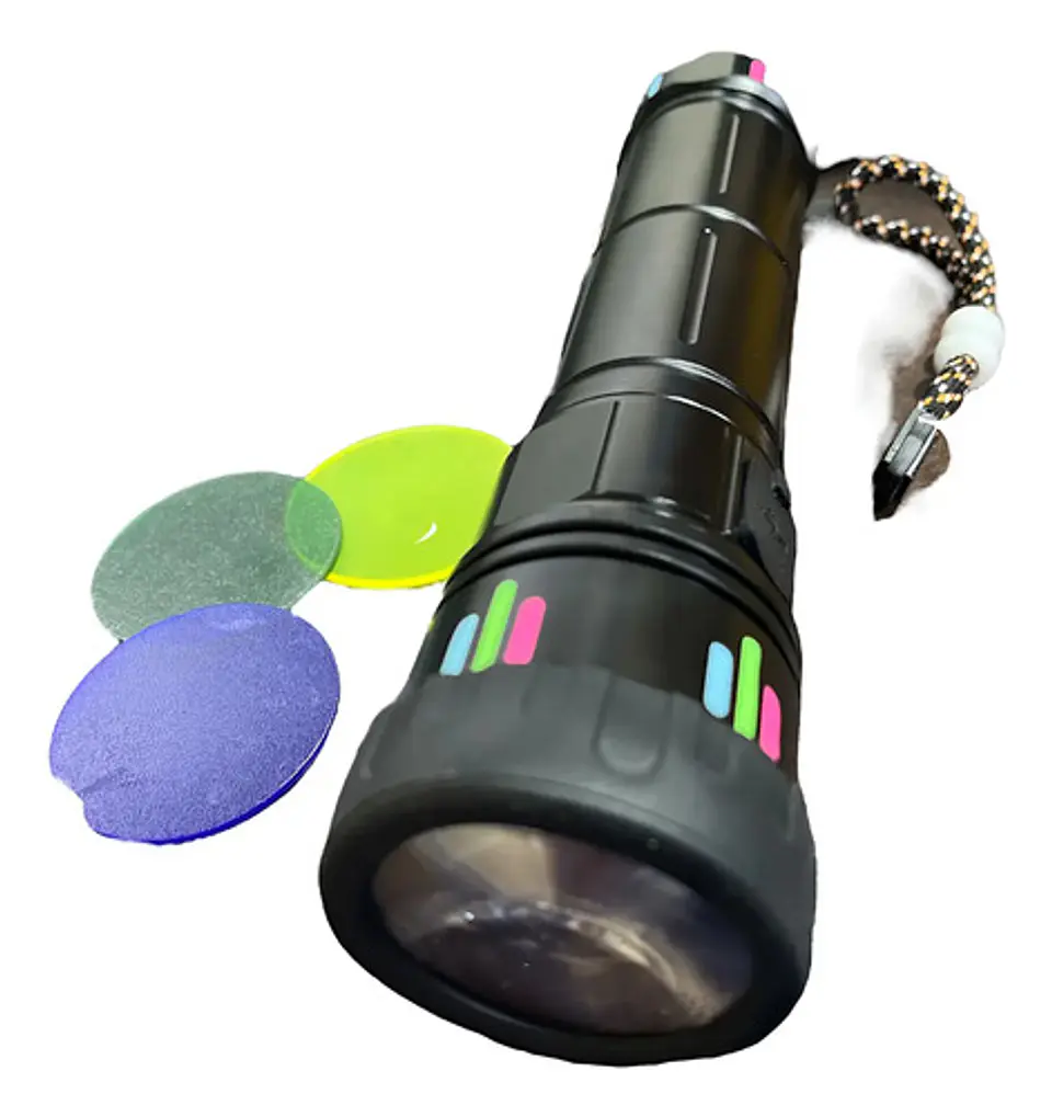 Linterna Led Recargable Lentes Intercambiables Zoom Colores 1