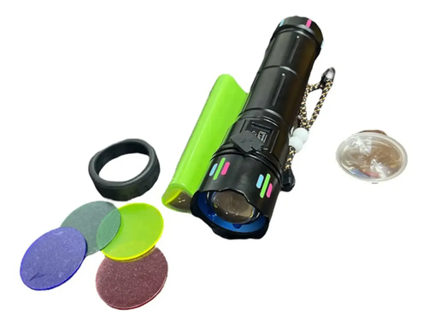 Linterna Led Recargable Lentes Intercambiables Zoom Colores 3