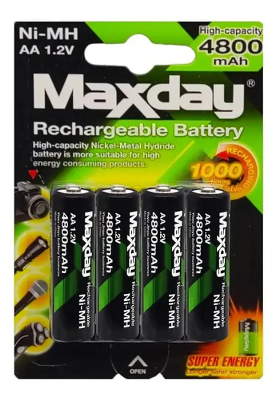 Pila Aa Maxday Ni-mh Cilíndrica Pack 12und Recargables 4800 2