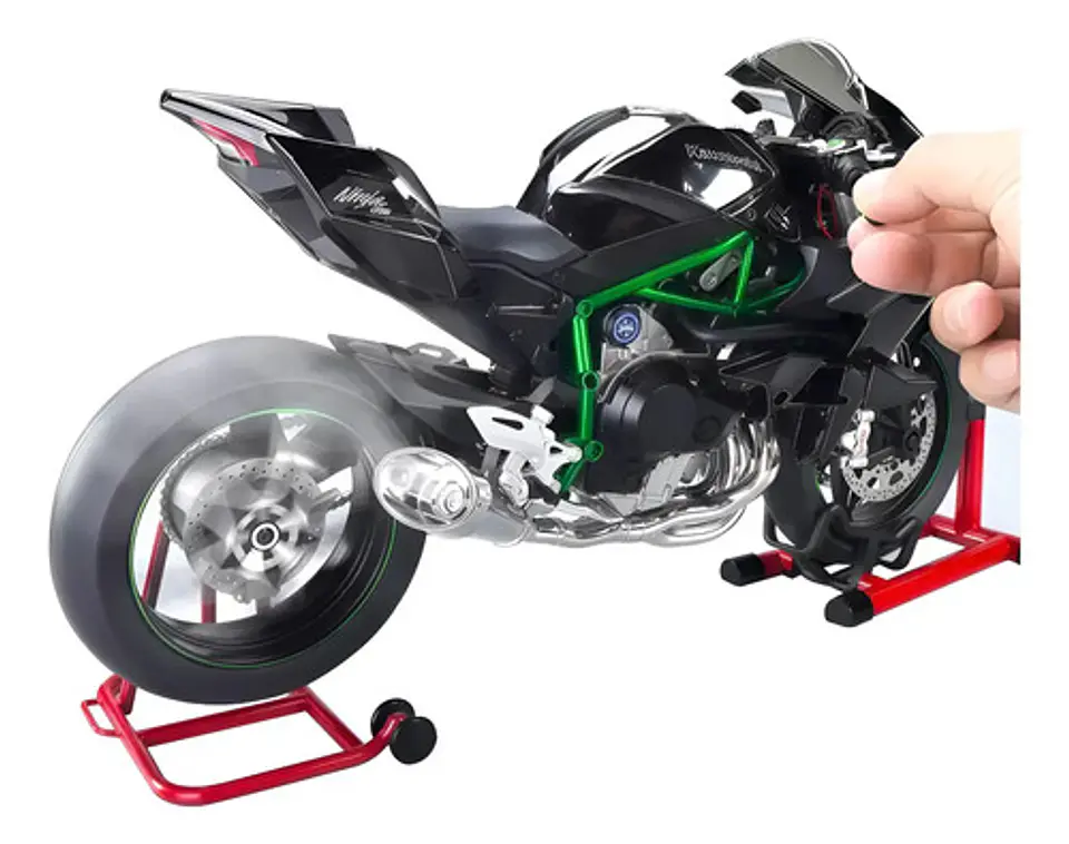 Kawasaki Ninja H2r 32cm Humo Luz Sonido Movimiento 1:6 Black 1