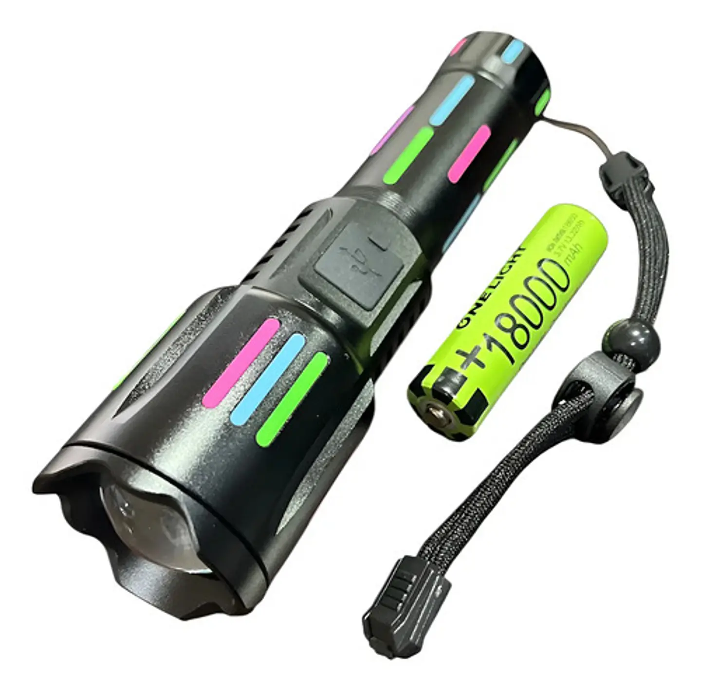 Linterna Led Ajustable Zoom Recargable Super Brillo Usb Blanco Negro 1