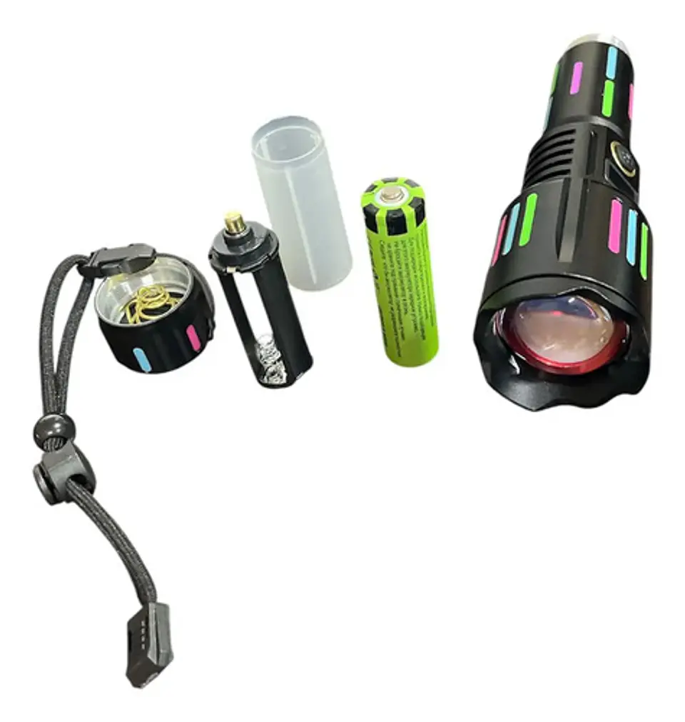 Linterna Led Ajustable Zoom Recargable Super Brillo Usb Blanco Negro 2