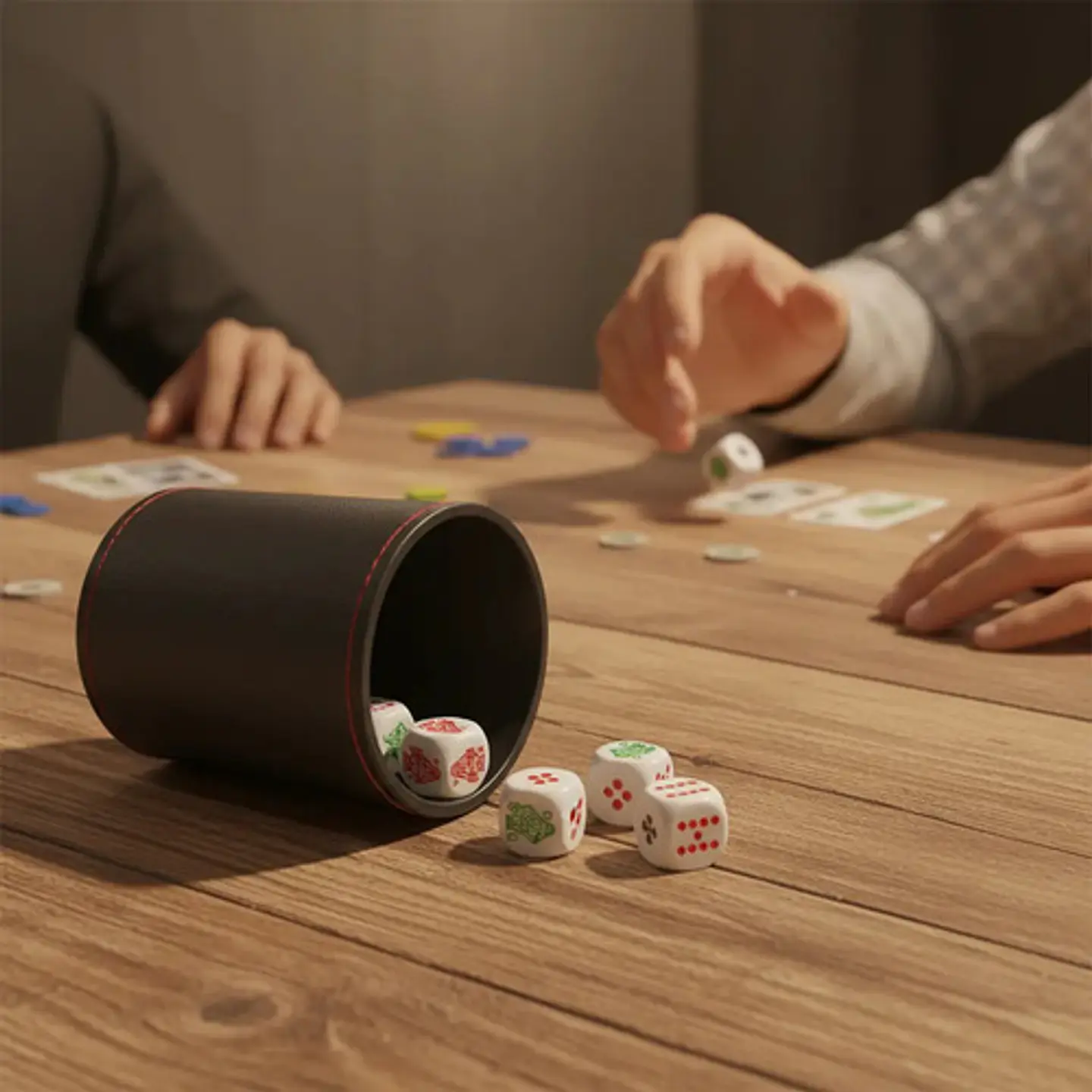 Cacho Yahtzee Juego De Mesa Tatuco En Cuero + 5 Dados 10