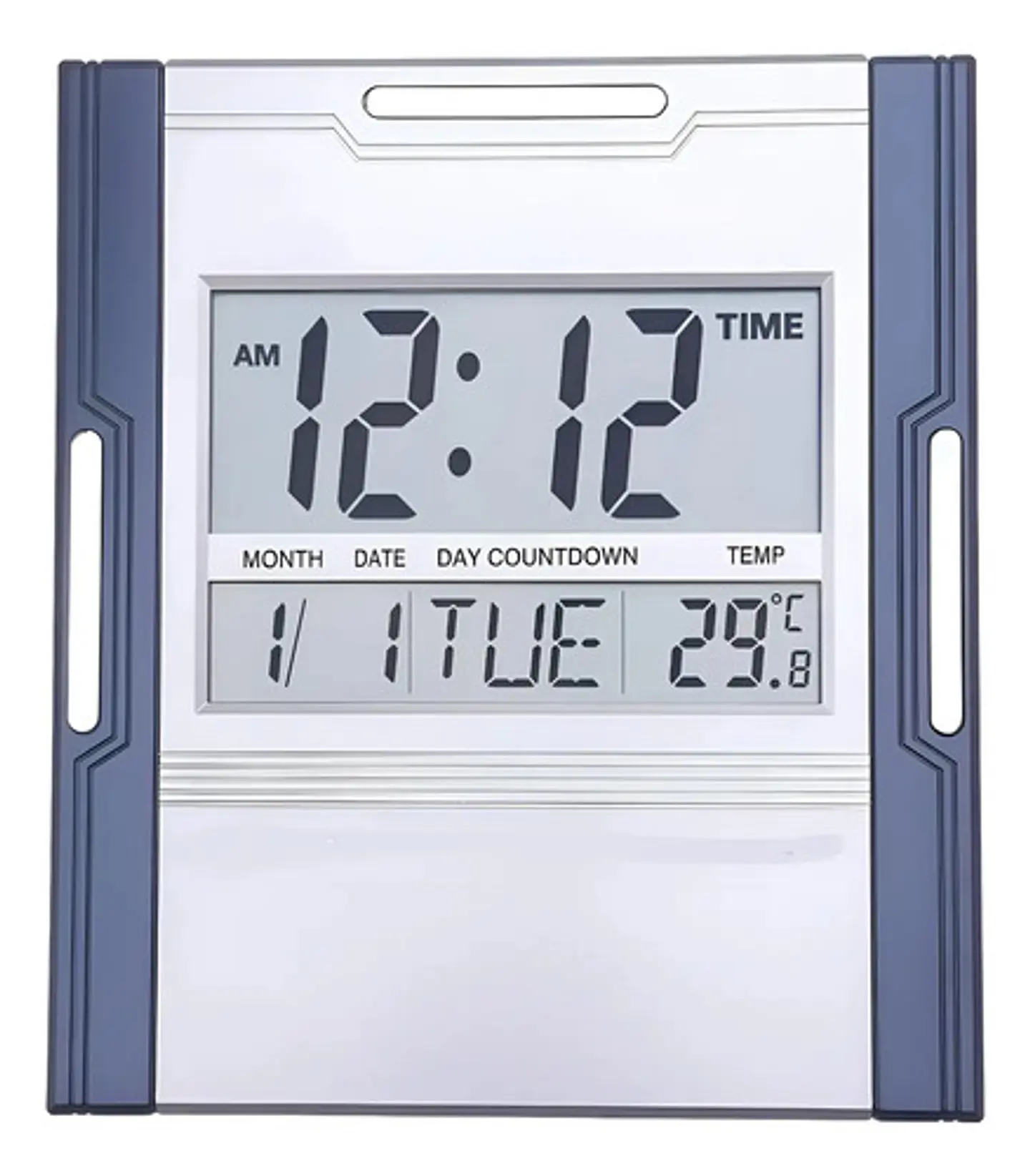 Reloj Digital Pared Cuadrado Kadio Kd-3810n Lcd Temperatura Y Alarma Azul Marino 2