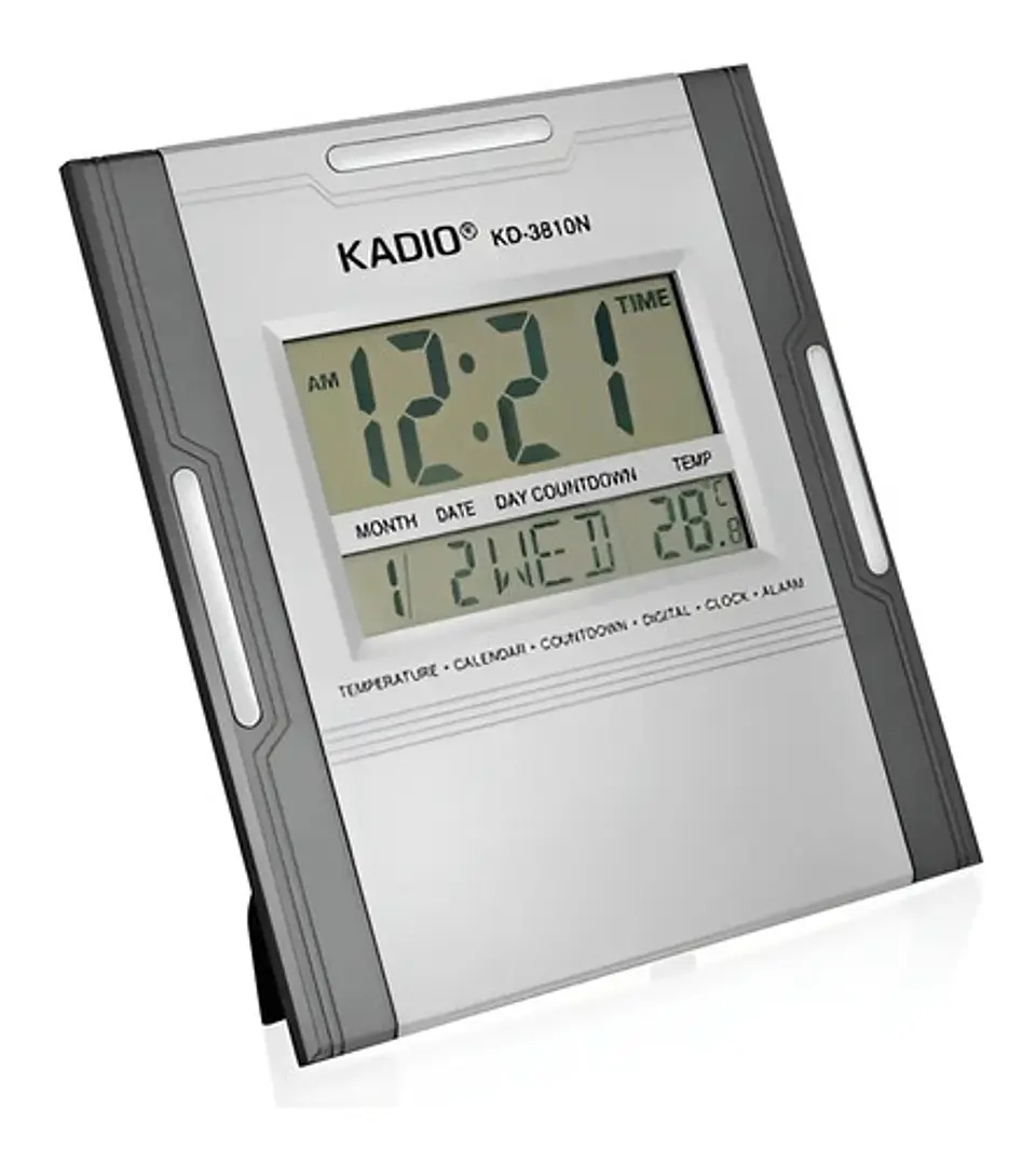 Reloj Digital Pared Cuadrado Kadio Kd-3810n Lcd Temperatura Y Alarma Azul Marino 3