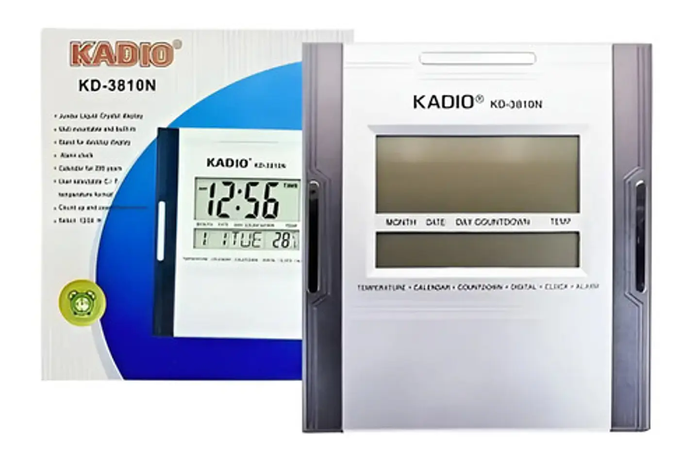 Reloj Digital Pared Cuadrado Kadio Kd-3810n Lcd Temperatura Y Alarma Azul Marino 4