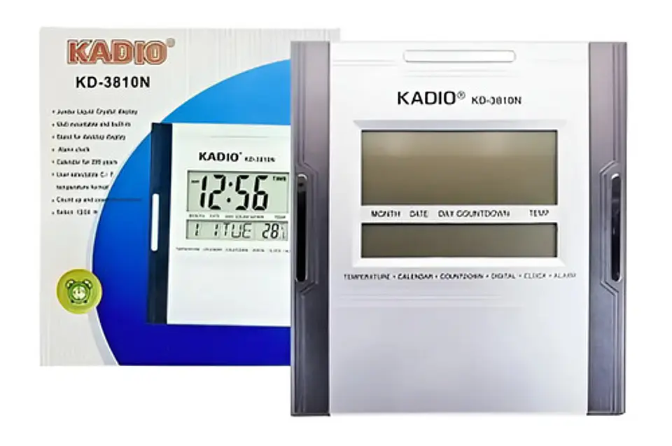 Reloj Digital Pared Cuadrado Kadio Kd-3810n Lcd Temperatura Y Alarma Azul Marino 4