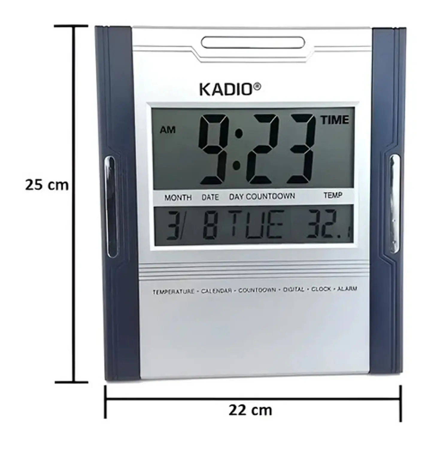 Reloj Digital Pared Cuadrado Kadio Kd-3810n Lcd Temperatura Y Alarma Azul Marino 6