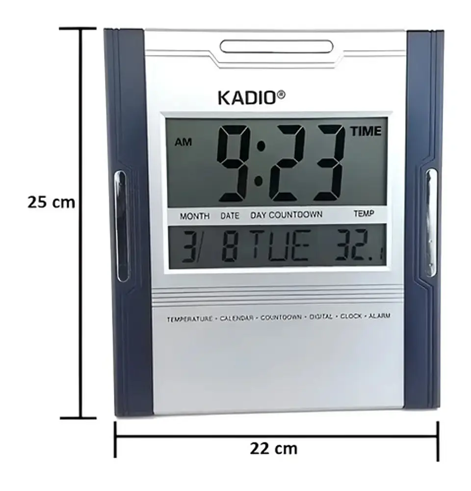 Reloj Digital Pared Cuadrado Kadio Kd-3810n Lcd Temperatura Y Alarma Azul Marino 6