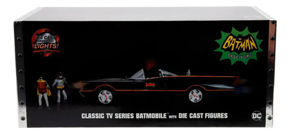 Batimovil Clasico Tv Series 1966 Con Luz Fig 1:18 Jada Toys Color Negro 3