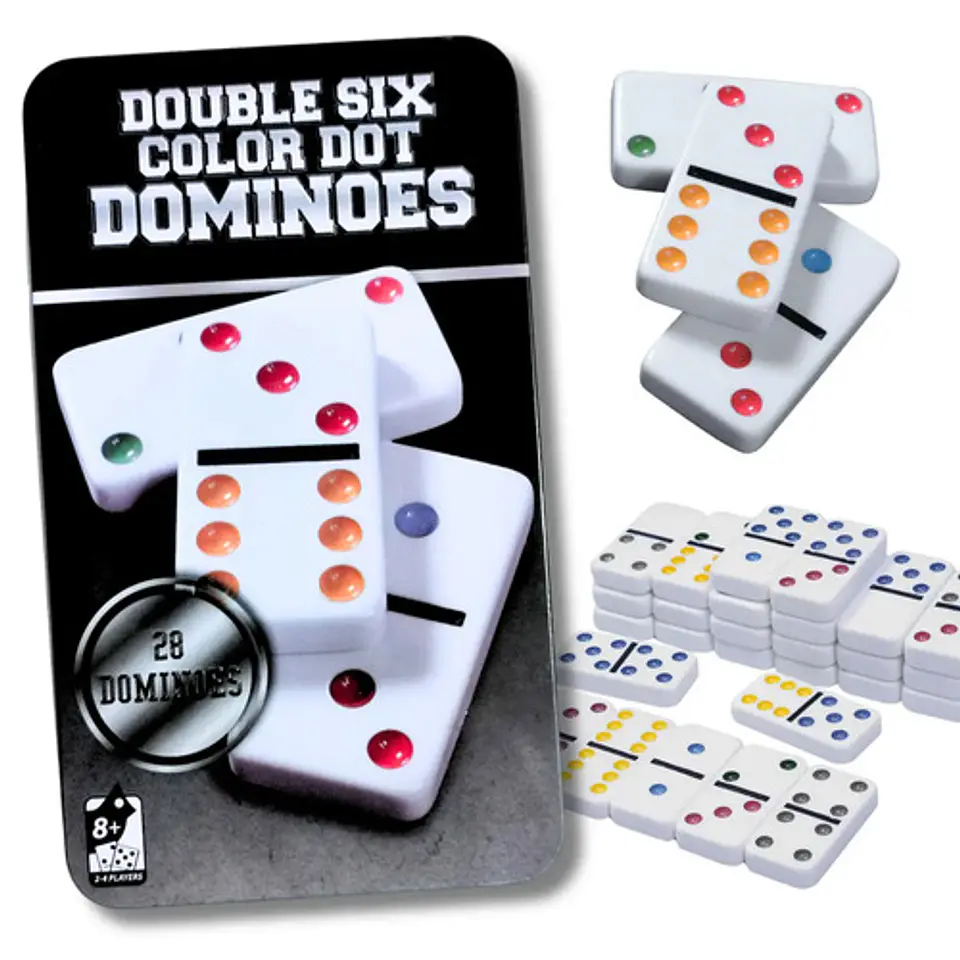Dominó Doble 6 Con 28 Fichas Portátil Con Estuche De Metal 5