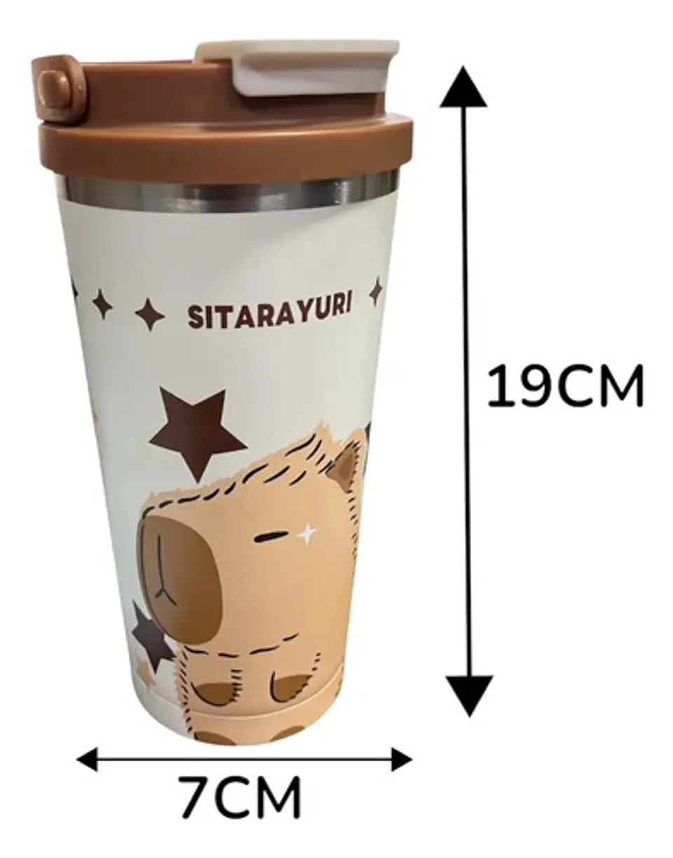 Termo Vaso Capibara Tapa Rosca 2 Modos Diferentes De Beber 5