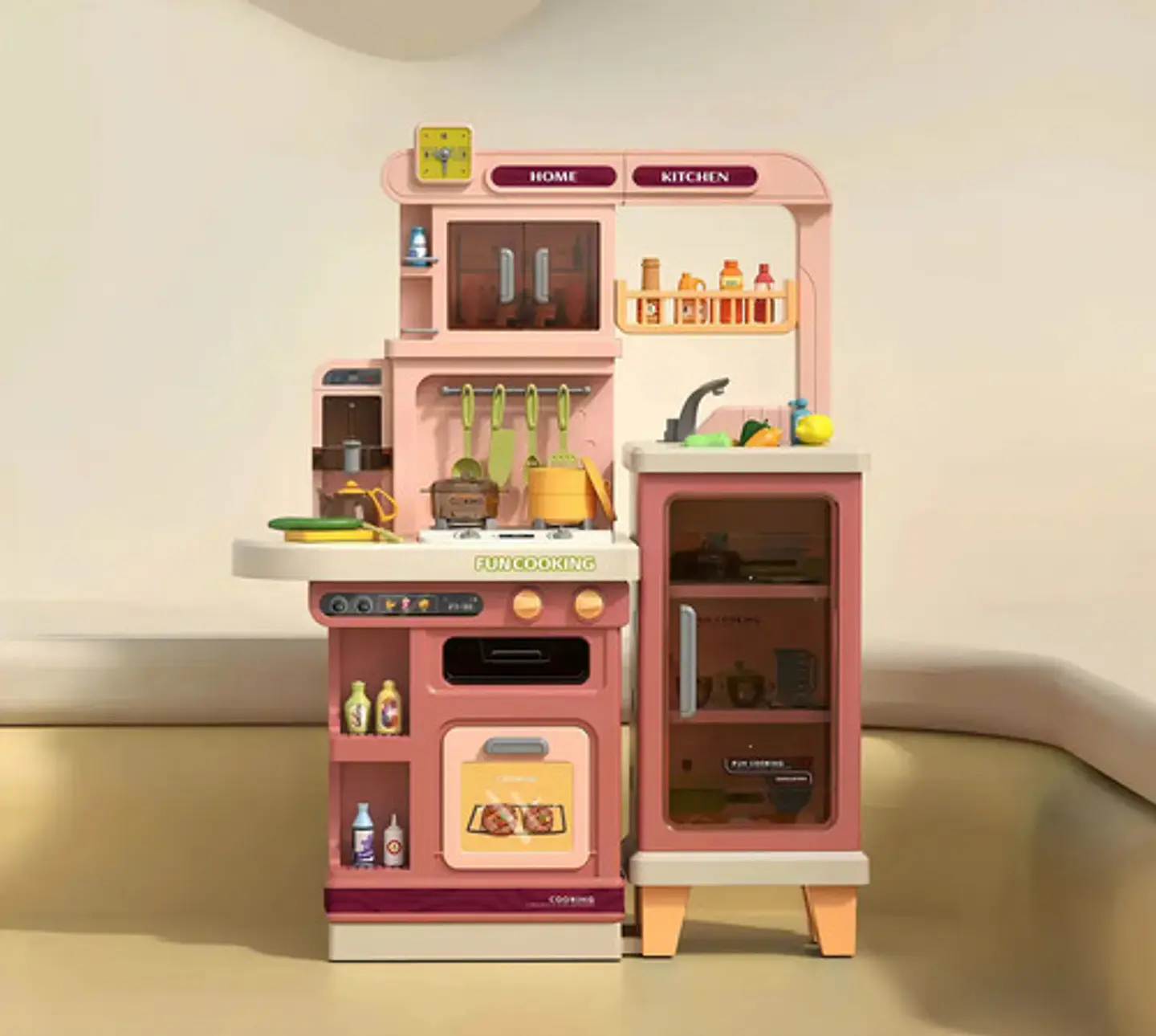 Set Cocina Juguete Infantil Vapor Agua Sonidos Luz Grande  3
