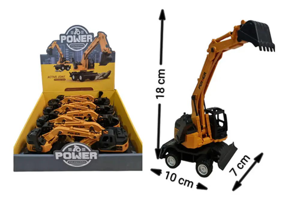 Retro Excavadora Juguete Construcción Articulado Movimiento 3
