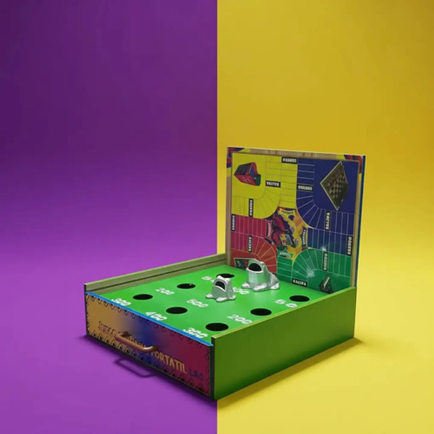 Juego De Rana Doble Portátil En Madera Para Mesa Artesanal 4