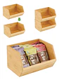 Cajas X2 Canastos Organizador Cocina Alacena Bambu Apilable - Miniatura 1
