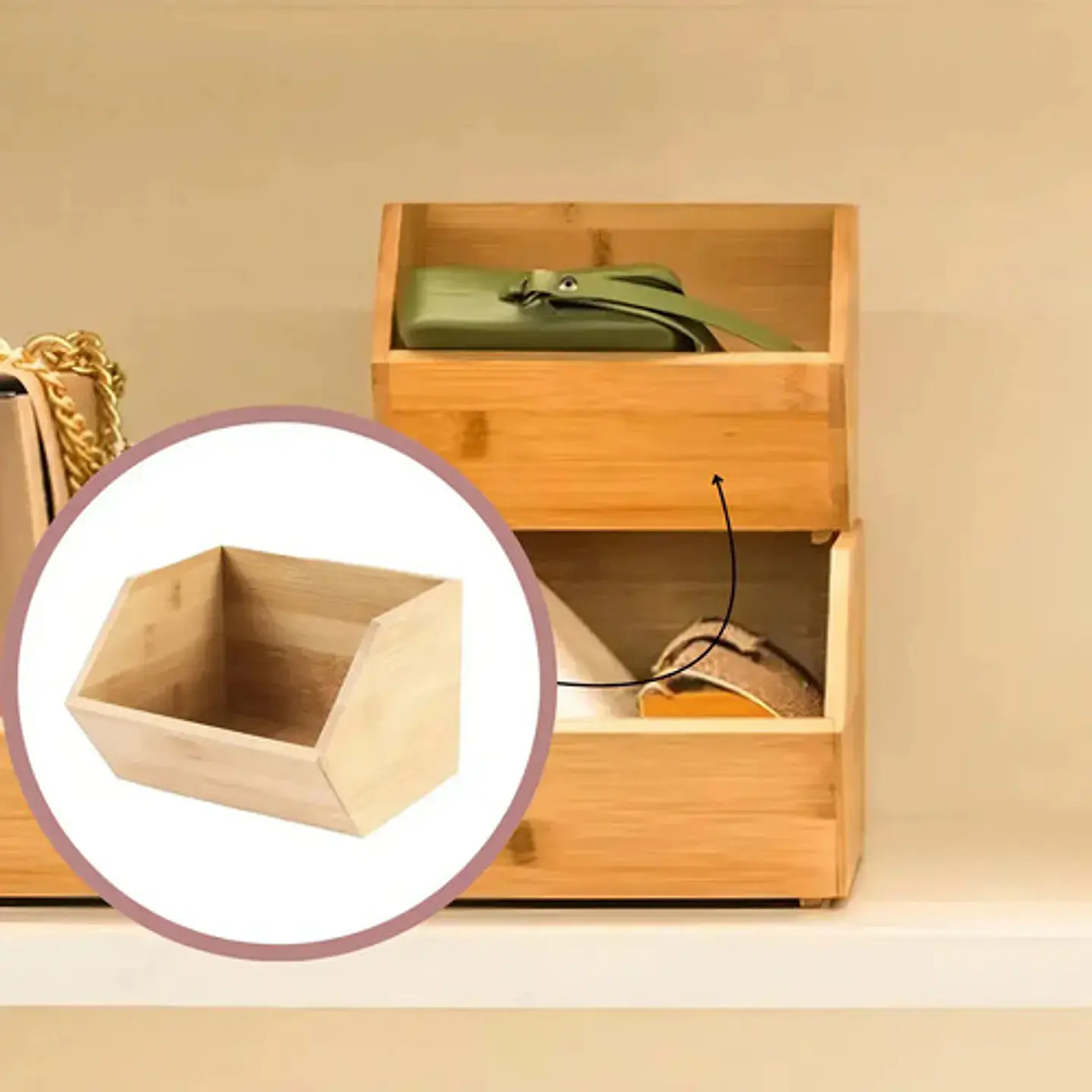 Cajas X2 Canastos Organizador Cocina Alacena Bambu Apilable 2