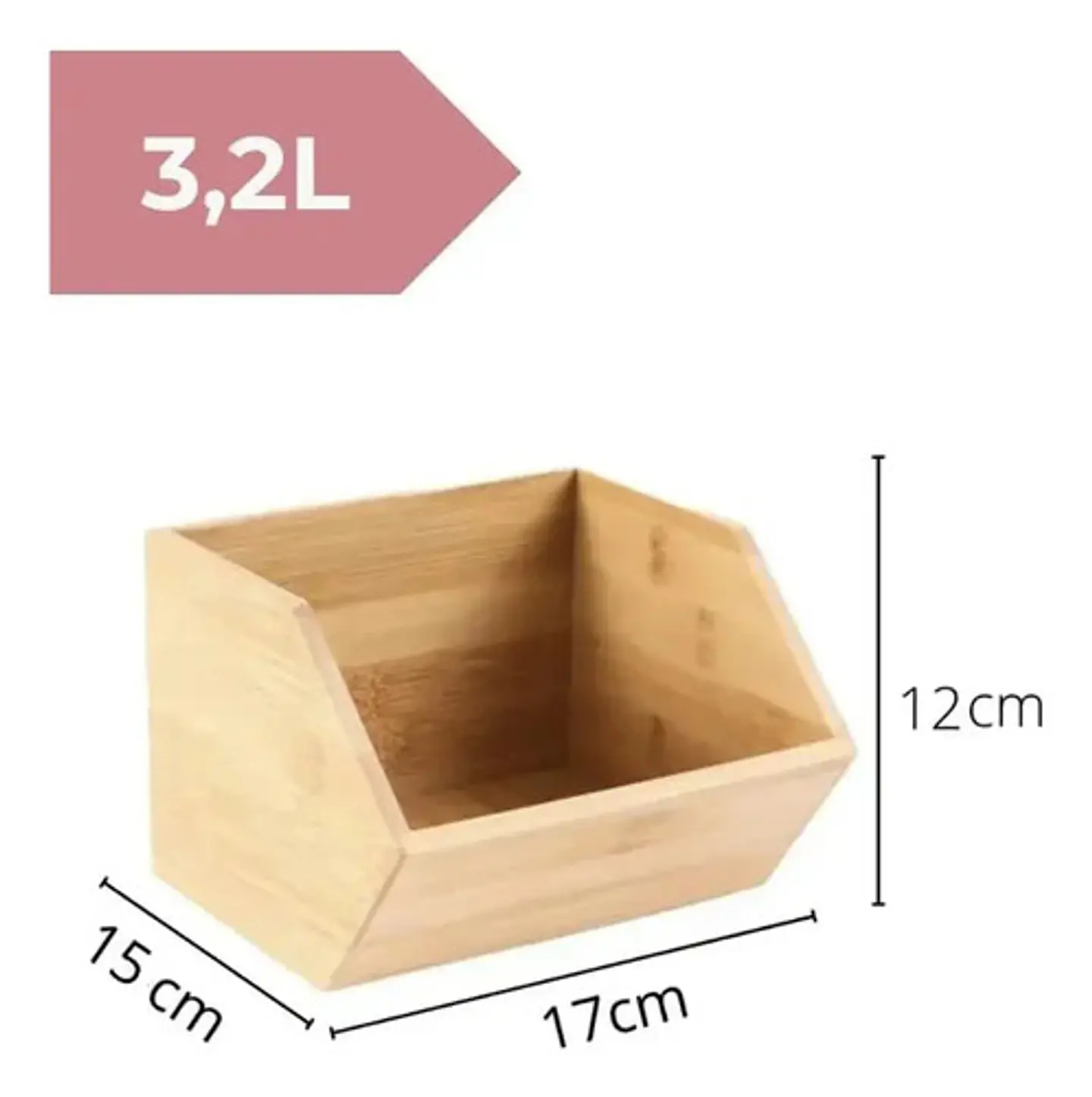 Cajas X2 Canastos Organizador Cocina Alacena Bambu Apilable 3