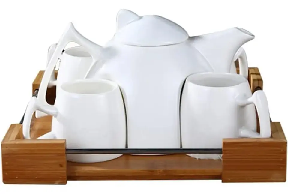Juego De Tetera De Té Moderno De Cerámica Con Bandeja De Mad 1