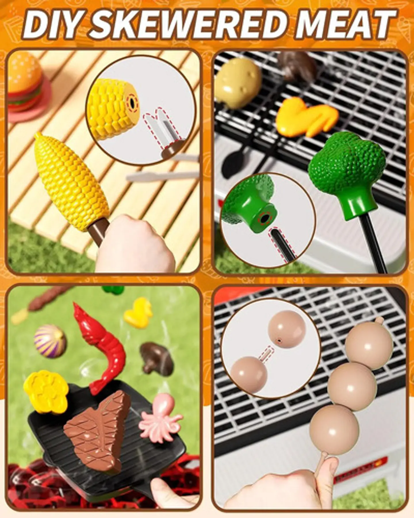 Parrilla Bbq Juguete Asador Cocina Para Niños Humo Y Luces Rojo 4