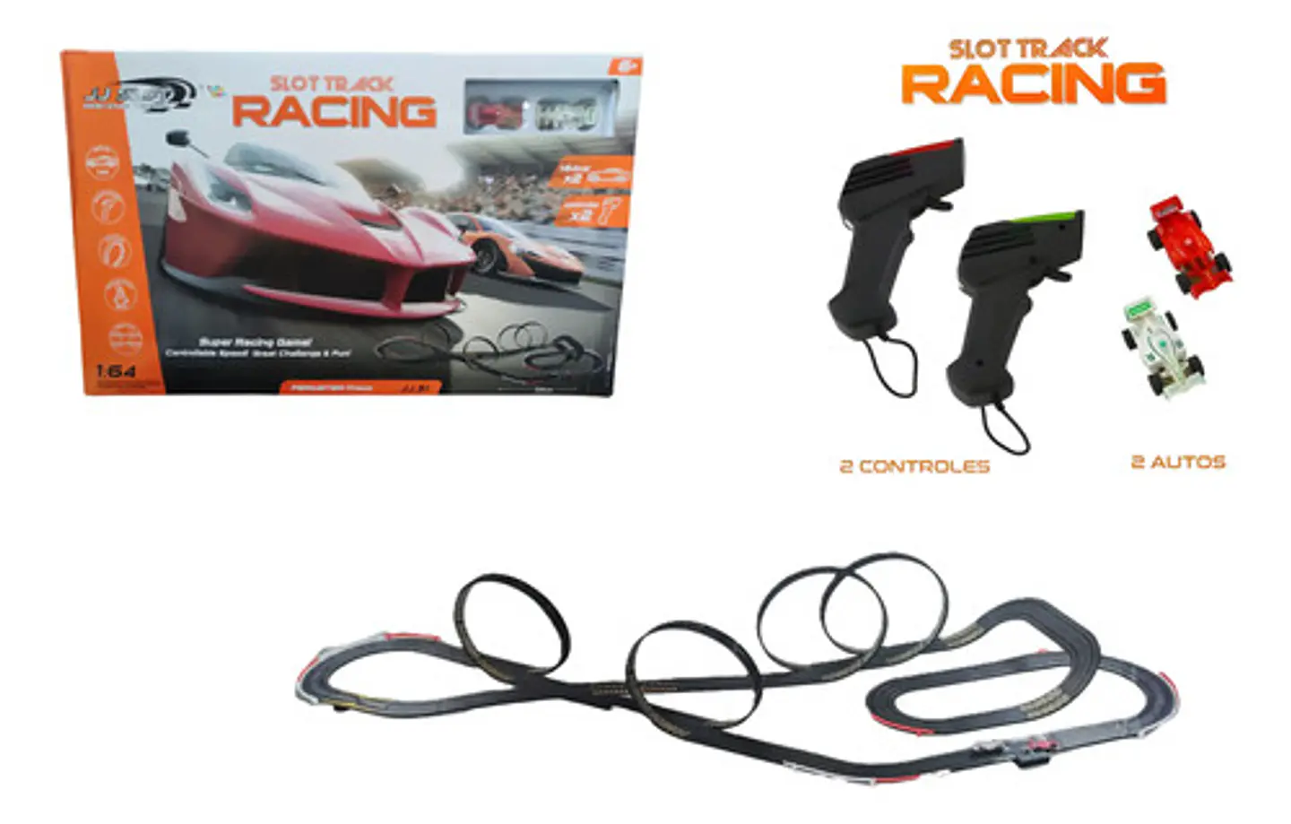 Pista Eléctrica 11.14m 4 Giros 2 Carros Luz Fórmula 1 Negro Negro 2 Carros Formula 1 9