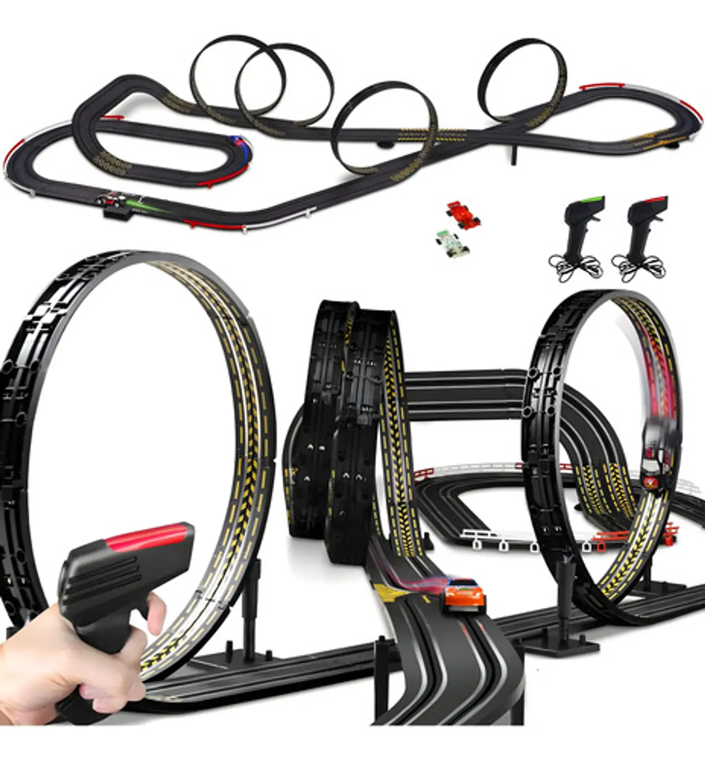 Pista Eléctrica 11.14m 4 Giros 2 Carros Luz Fórmula 1 Negro Negro 2 Carros Formula 1 10