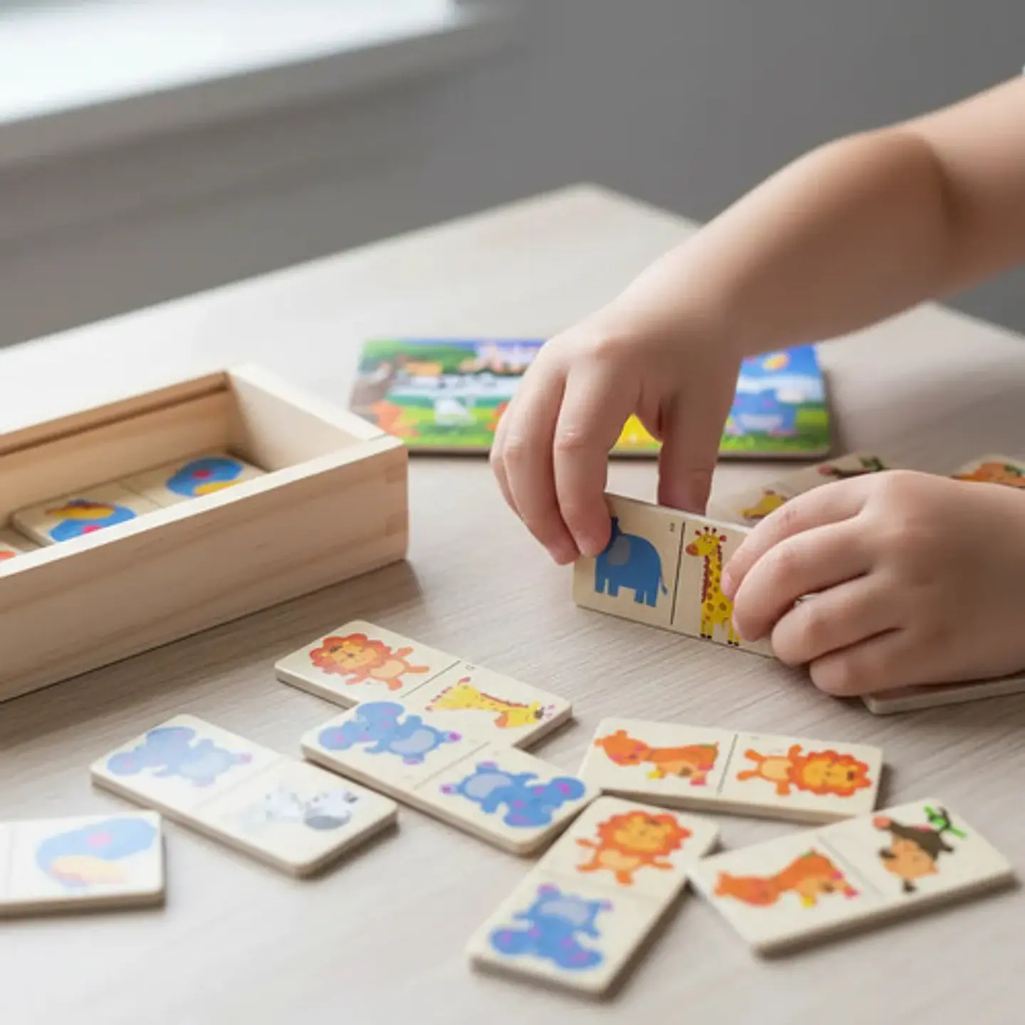 Domino Infantil Animales Transporte Frutas Juguete 28 Fichas 6